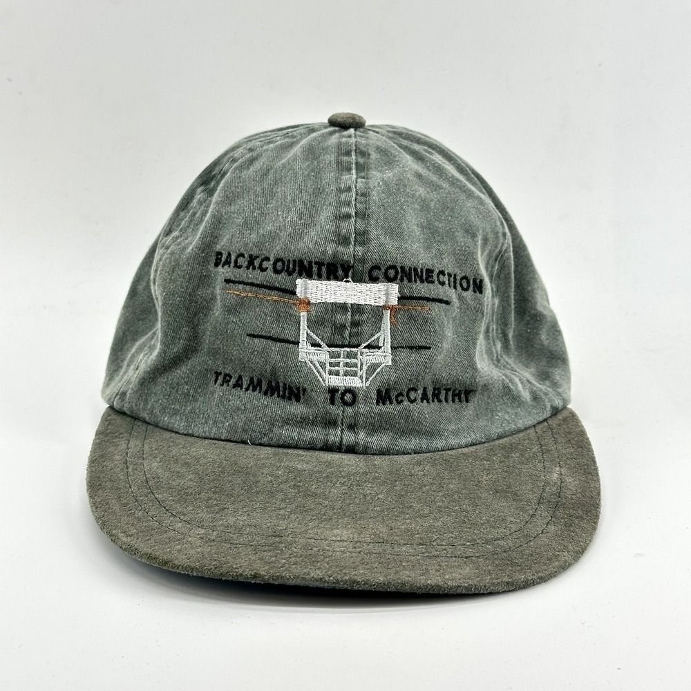 Vintage Backcountry Connection Hat Trammin to McCarthy Green Strapback Train Cap